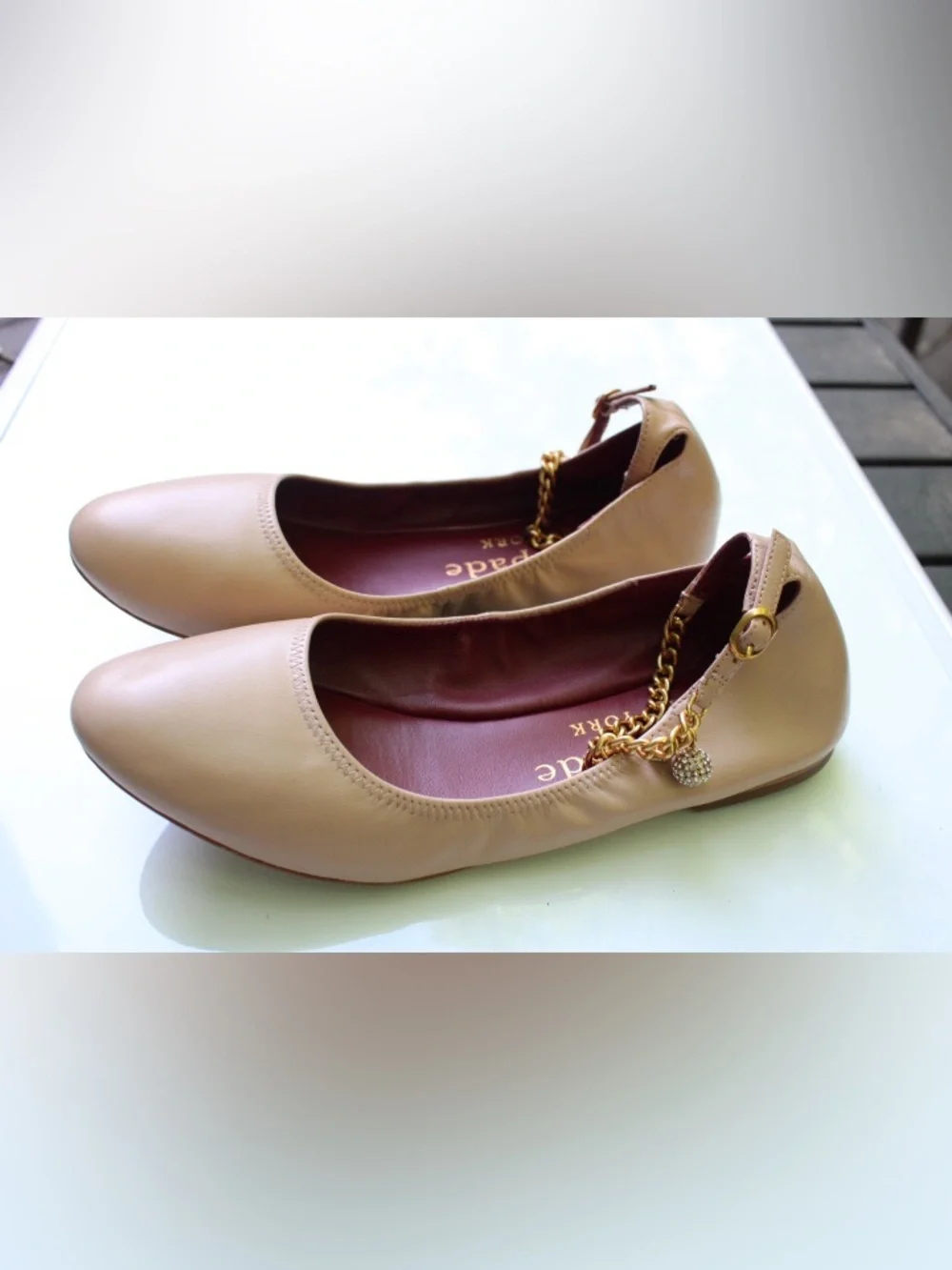 Kate Spade crush flats with chain